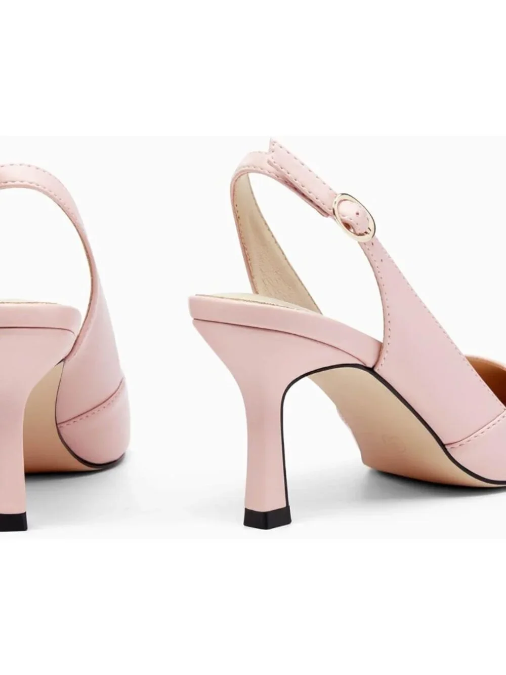 Women's Pink/pu Slingback Kitten Heels Closed Pointed Toe Pumps Shoes